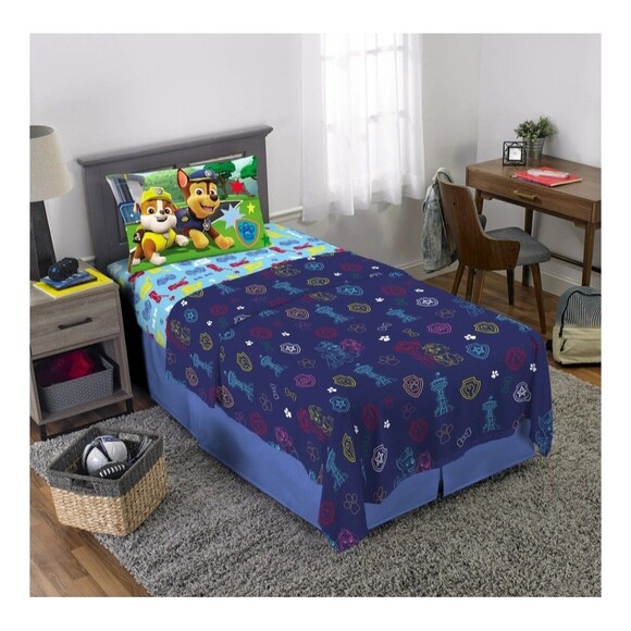 Paw Patrol Twin 3 Pc. Sheet Set Nickelodeon Nick Jr Kids Cartoon Bedding - Picture 1 of 6